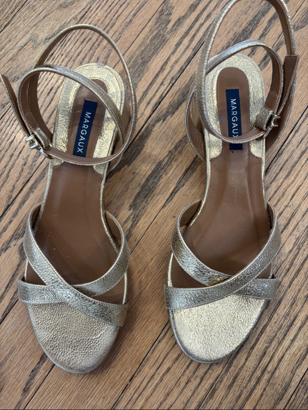 Margaux Gold Metallic Strappy Heels